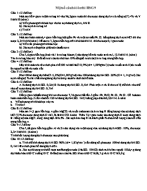 Một số câu hỏi ôn thi học sinh giỏi 9